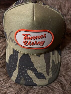 Signed Tanner Usrey OTTO Camo Trucker Hat with Orange Patch “Tanner Usrey”